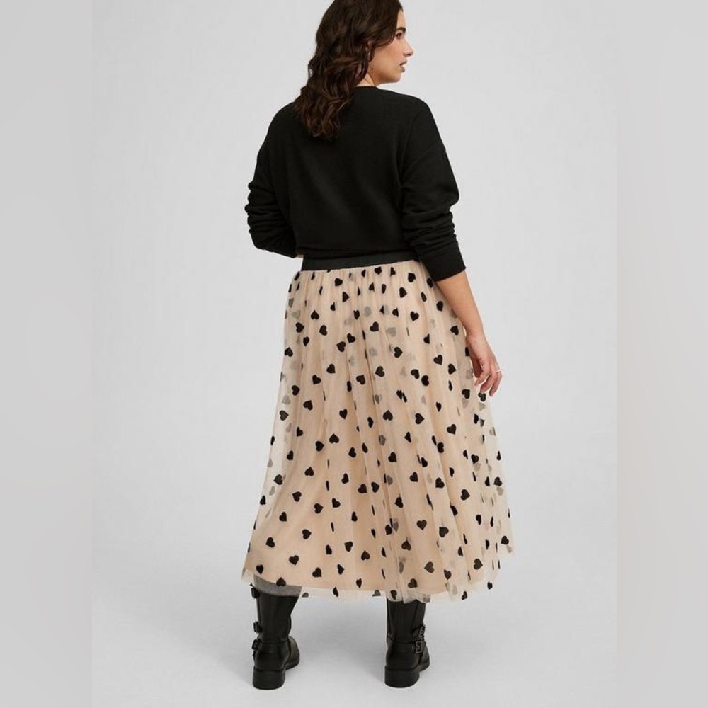 Torrid A-line Tea Length Tulle Skirt Size 2x Heart Print - Picture 2 of 15